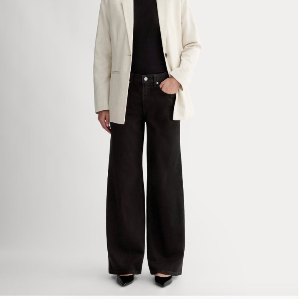 NWT Everlane Mid-Way Jean Washed Black Wide Leg Size 32